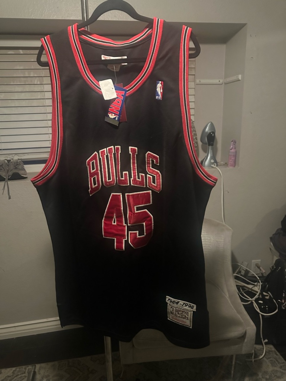 Mitchell & Ness Black and Red Retro Sports Jersey
